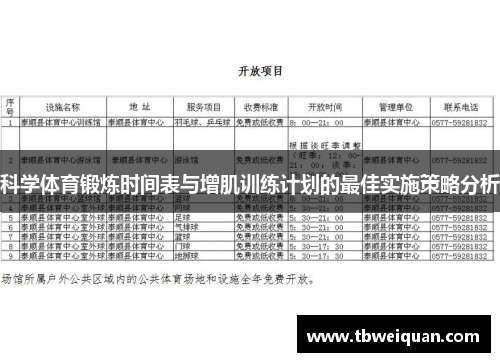 科学体育锻炼时间表与增肌训练计划的最佳实施策略分析